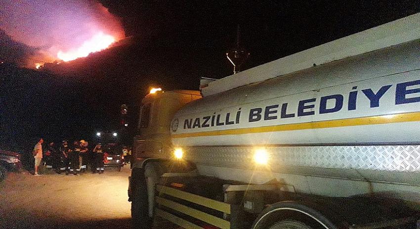 Nazilli Belediyesi, Söke'deki yangına araç desteği verdi