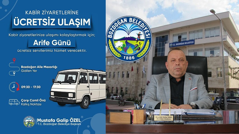 BOZDOĞAN BELEDİYESİ’NDEN ARİFE GÜNÜ ÜCRETSİZ MEZARLIK SERVİSİ