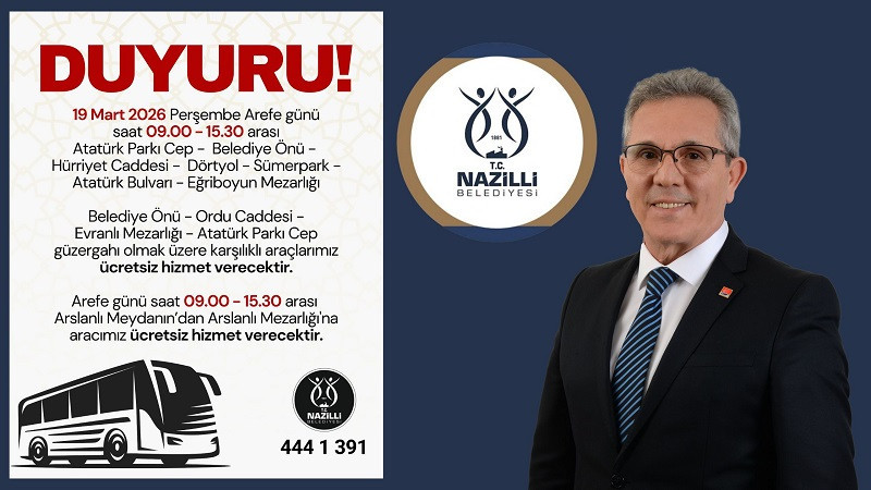 Nazilli’de Ramazan Bayramı öncesi mezarlıklara ücretsiz servis hizmeti